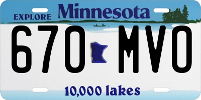 MN license plate 670MVO