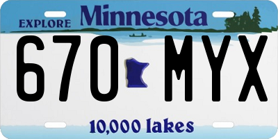 MN license plate 670MYX
