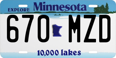 MN license plate 670MZD