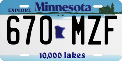 MN license plate 670MZF