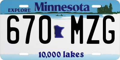 MN license plate 670MZG