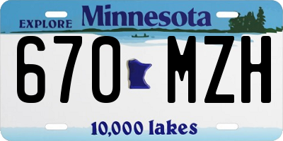 MN license plate 670MZH