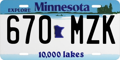 MN license plate 670MZK
