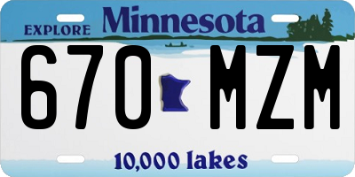MN license plate 670MZM