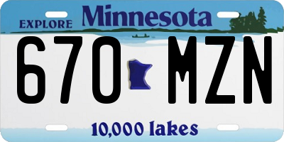 MN license plate 670MZN