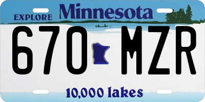 MN license plate 670MZR