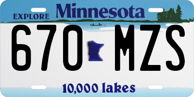 MN license plate 670MZS