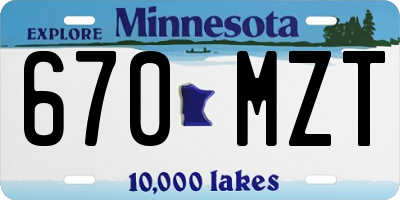 MN license plate 670MZT