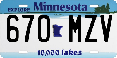 MN license plate 670MZV