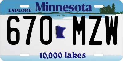 MN license plate 670MZW