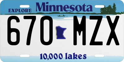 MN license plate 670MZX