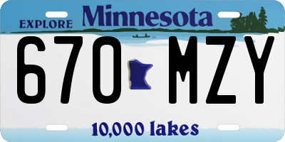 MN license plate 670MZY