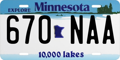 MN license plate 670NAA