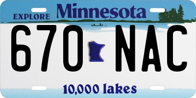 MN license plate 670NAC