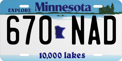 MN license plate 670NAD
