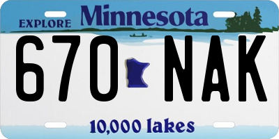 MN license plate 670NAK