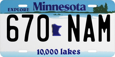 MN license plate 670NAM
