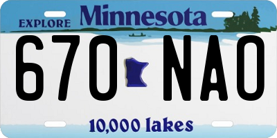 MN license plate 670NAO