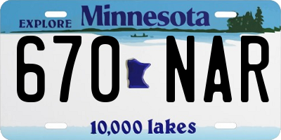 MN license plate 670NAR