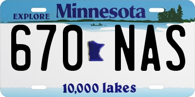 MN license plate 670NAS