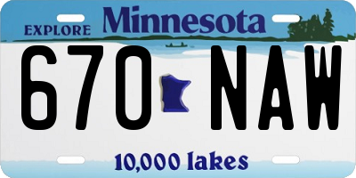 MN license plate 670NAW