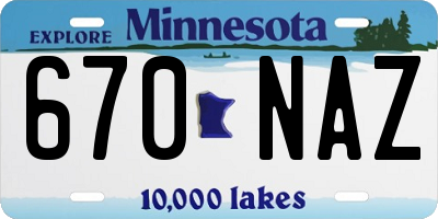 MN license plate 670NAZ