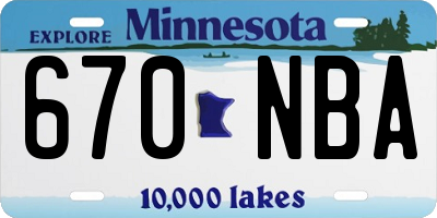 MN license plate 670NBA