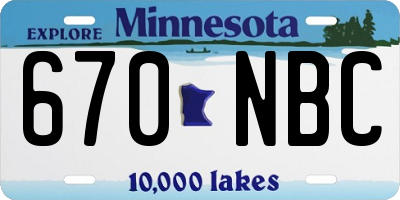 MN license plate 670NBC