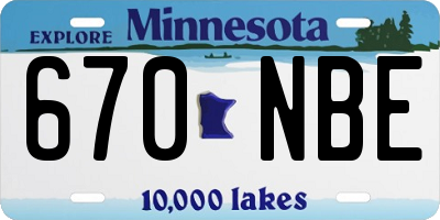 MN license plate 670NBE