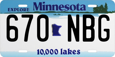 MN license plate 670NBG