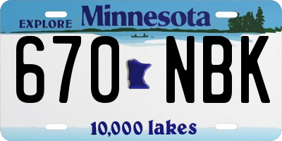 MN license plate 670NBK