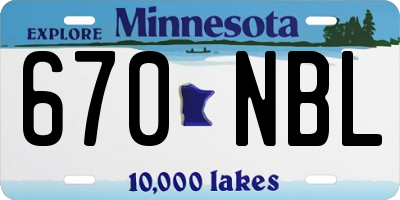 MN license plate 670NBL