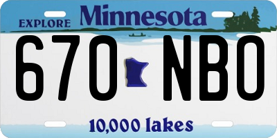 MN license plate 670NBO