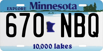 MN license plate 670NBQ