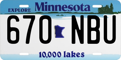 MN license plate 670NBU