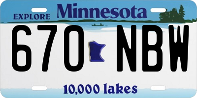 MN license plate 670NBW