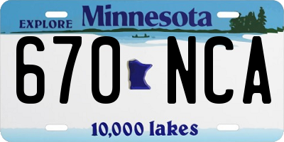 MN license plate 670NCA