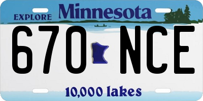MN license plate 670NCE