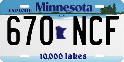 MN license plate 670NCF