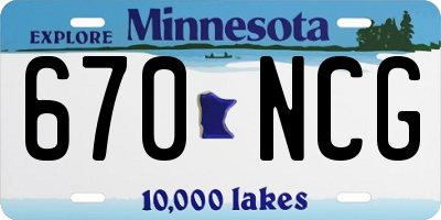 MN license plate 670NCG