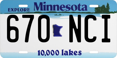MN license plate 670NCI