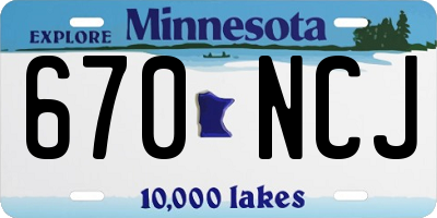 MN license plate 670NCJ