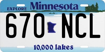 MN license plate 670NCL