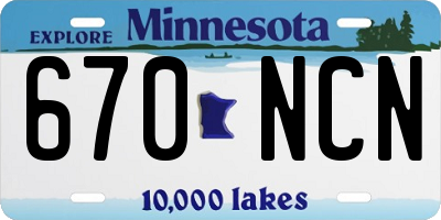 MN license plate 670NCN
