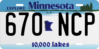 MN license plate 670NCP
