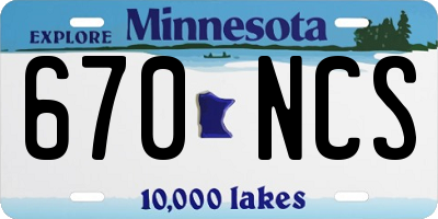 MN license plate 670NCS