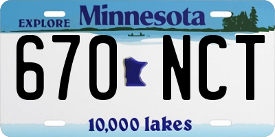 MN license plate 670NCT