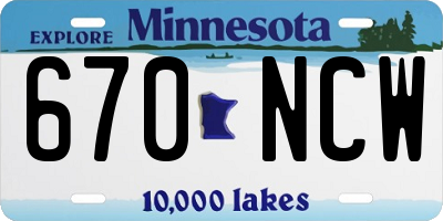 MN license plate 670NCW