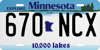 MN license plate 670NCX