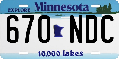 MN license plate 670NDC